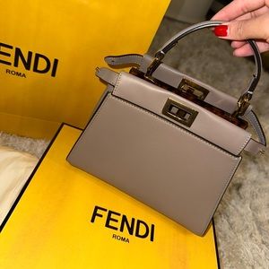 Fendi Peek-a-Boo Purse (dove grey color; calf skin; mini size)